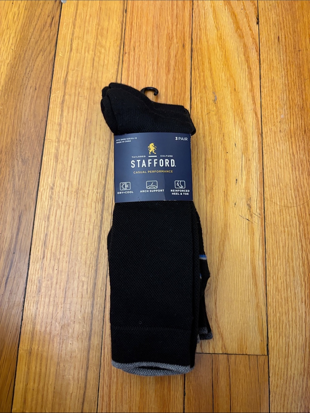 Stafford Black & Gray Men's Casual Performance Socks‎ - 3 Pair